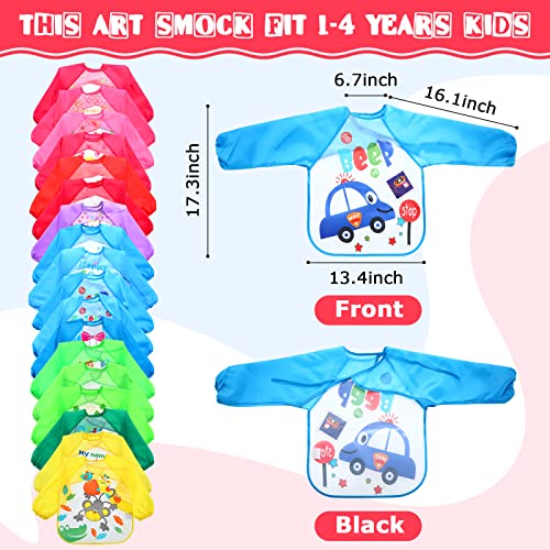 Jeere 36 Pcs Kids Art Smocks Bulk Toddler Smocks For Painting Waterproof Children'S Paint Aprons Colorful Washable Long Sleeve Smocks Arts And Crafts Supplies For Classroom Baby Boys Girls Aged 1-4 Years thumb #1