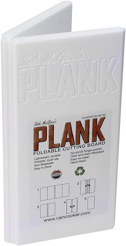 CanCookerSMP1409Plank Foldable Plastic Cutting Board 9 x 19, White