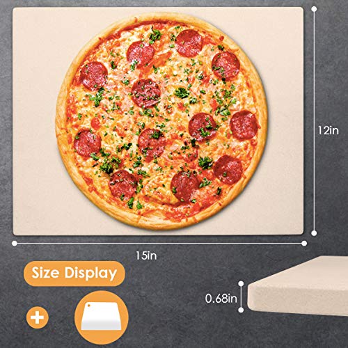 Pizza Stone for Oven and Grill/BBQ Cook, 15"x12" Cordierite Pizza Cooking Stone with Free Pizza Scraper, Resistant Durable and Safe Baking Stone, 15x12 Inch - Thumbnail 7