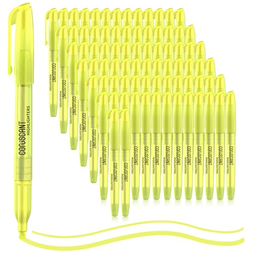 80 packs of highlighters, yellow highlighter, wide chisel tip marking, quick drying, bulk fluorescent pen marking, non-toxic and tasteless, suitable for schools offices and home.