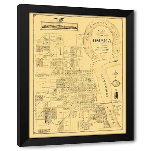 ArtDirect Omaha Nebraska - Bemis 1876 Custom Framed Art Print Giclee Print or Canvas Options with Various Sizes and Customization by Bemis