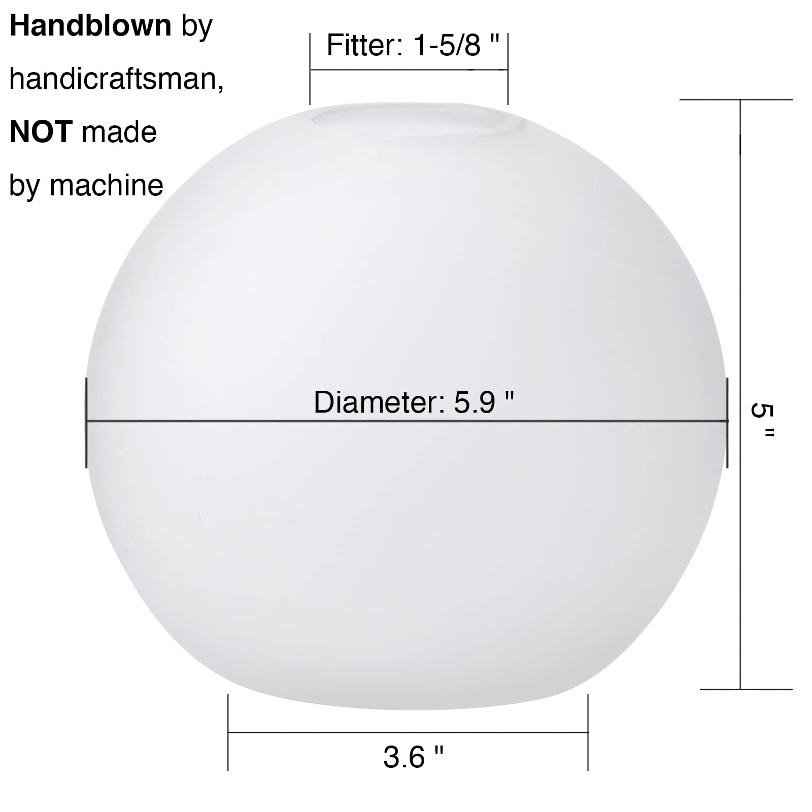 Paquete de 3 globos de vidrio esmerilado transparente para reemplazo de accesorios de luz, 5.9 pulgadas de diámetro, cubierta de pantalla redonda de vidrio suave para lámpara colgante, 3