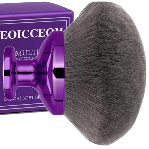Extra Large Body Makeup Brush For Self Tanner, Leg Makeup &Bronzer Blend,90 mm Wide-headed Kabuki Brush Provides More Even &Pretty Application, Sunscreen Face& Back Makeup Brush, Wet&Dry Use- Purple