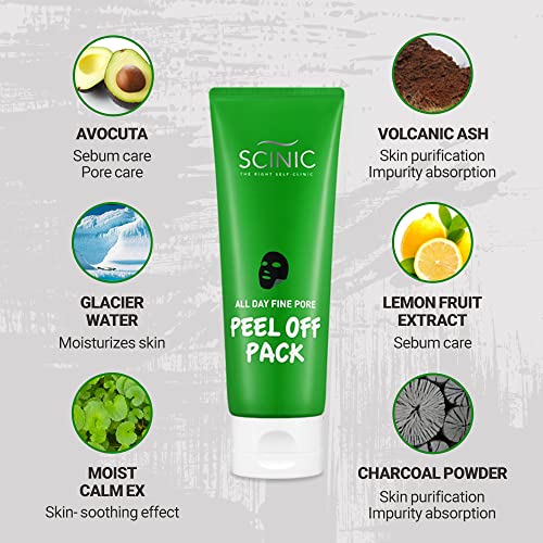 Scinic All Day Fine Pore Peel Off Pack 3.38 Fl.oz | Brush Like Brushing Teeth | Pore Cleaning Clay Pack | Treatment-Mask | Cleanses Clogged Pores, Smoothens Skin | K-Beauty #TOP5