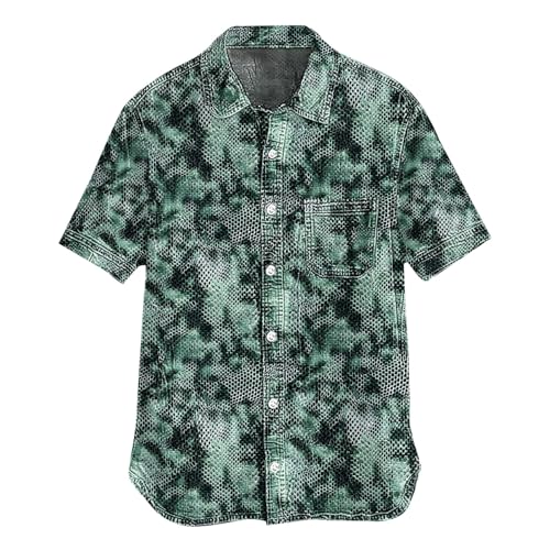 Chemise imprimé amusant manches courtes homme style denim avec poche