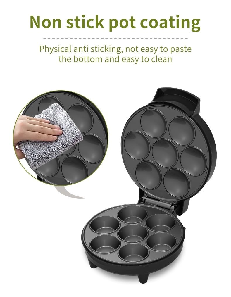 Minimáquina Eléctrica For Hacer Tartas Y Quiches, For Hacer Cupcakes, Con Calefacción Por Ambos Lados, Con Lámpara LED Y Base Antideslizante, For Hornear, Aperitivos Y Postres.