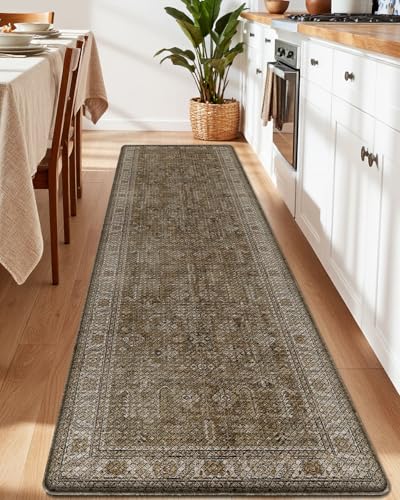 LUMI 2025 Upgraded Anti Fatigue Cushioned Kitchen Mat for Floor, Non-Slip Comfort PVC Padded Mats with Faux Leather Surface for Desk Office, Sink, Laundry, 24"x87"