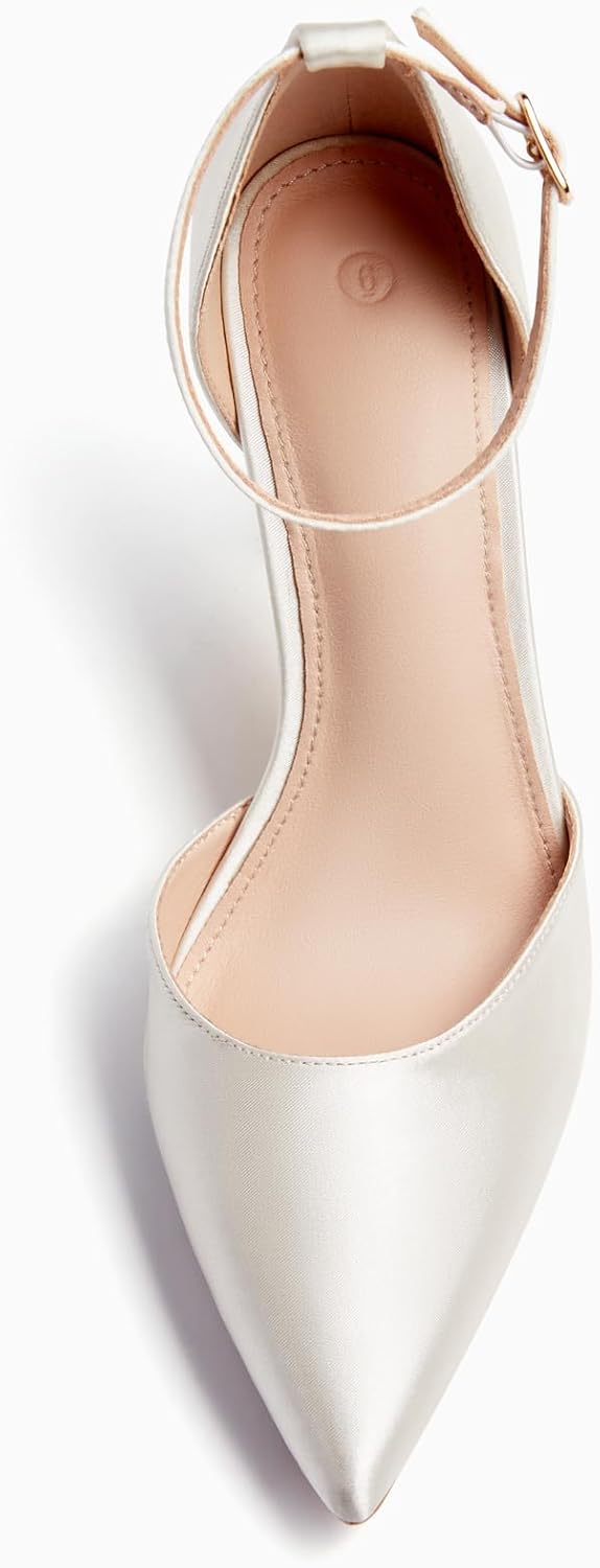 Juliet Holy Womens Pumps Point Closed Toe Heels Buckle Ankle Strap D'Orsay Heeled Sandals - Image 3