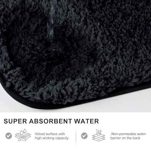 Miniatura 4 de Luojinyi Alfombra De Baño 50 X 80 Cm, Antideslizante, Suave, Absorbente, De Microfibra, Para El Baño, Lavable A Máquina, Negro