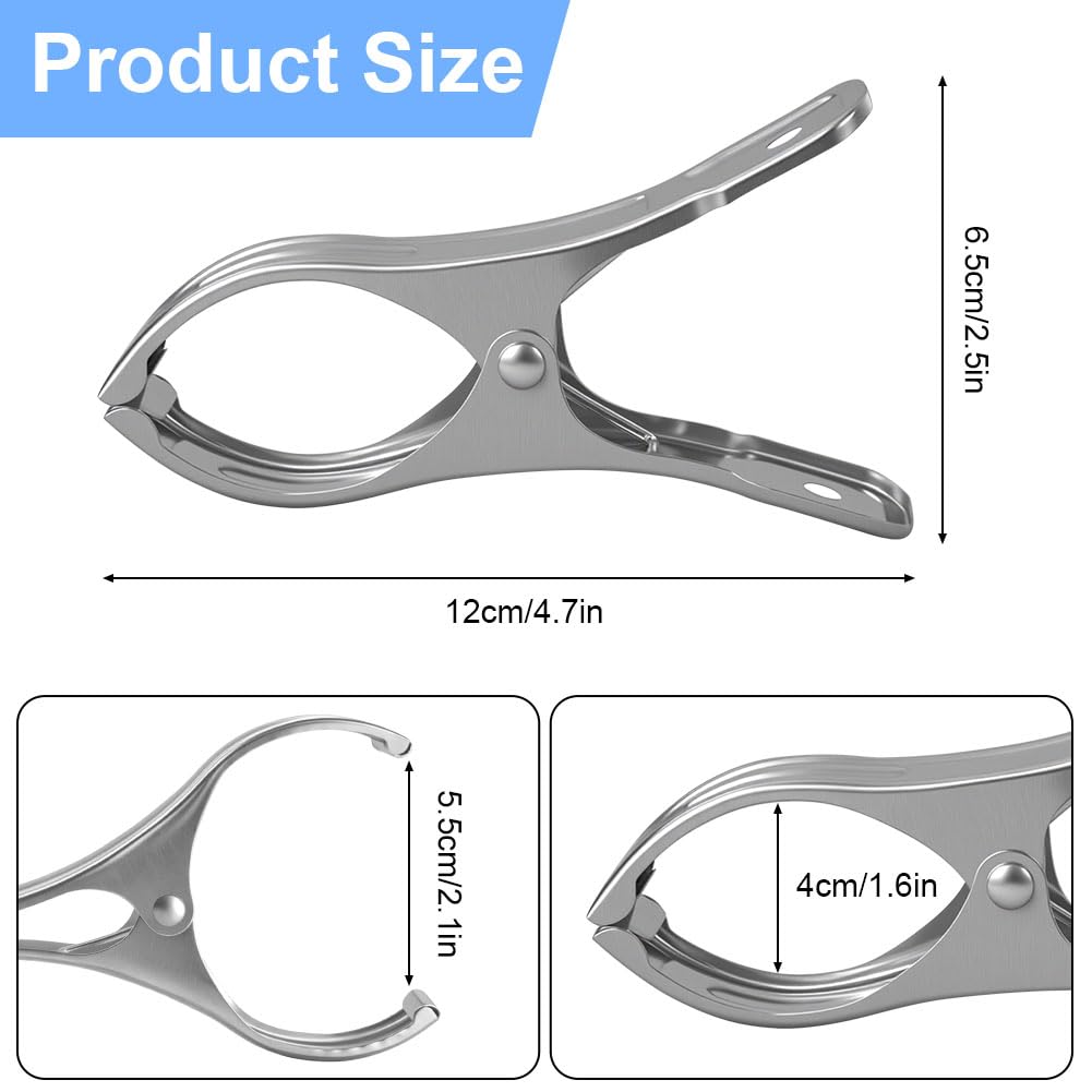 Vicloon 12 Pezzi Mollette Grandi, 12cm Acciaio Inox, Mollette Grandi per Teli, per Telo da Spiaggia, Lavanderia Pioli Telo Clip, per Vestiti, Coperte, Lenzuola, Argento