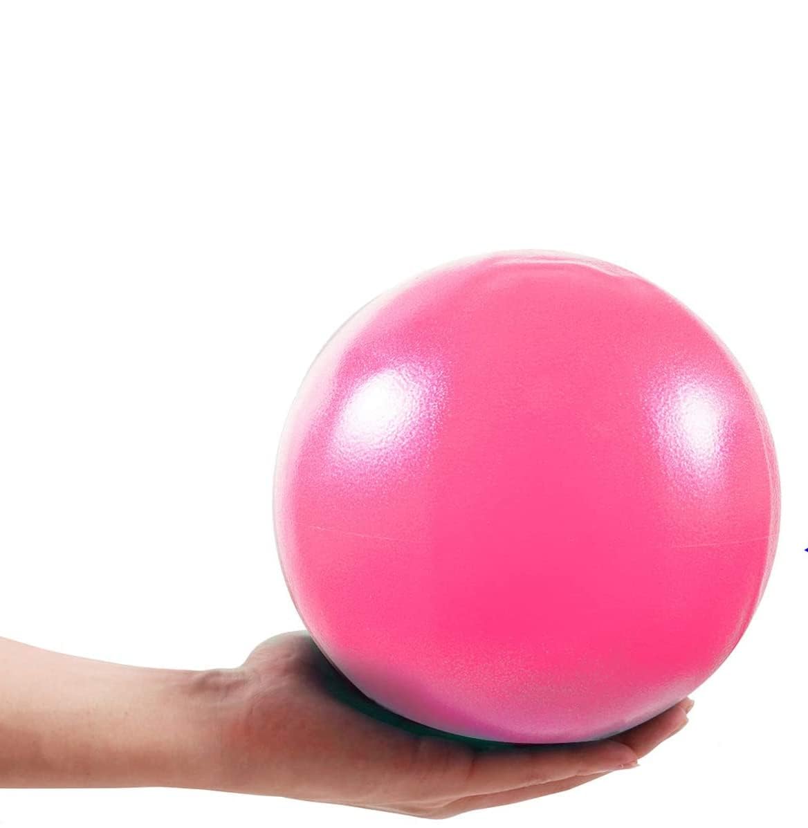 PRANIJ Durable Small Soft Yoga Exercise Balls with Inflatable Straw, Mini Pilates Ball 23 CM/9 Inchs for Core Training Exercise (Pink)-image-36