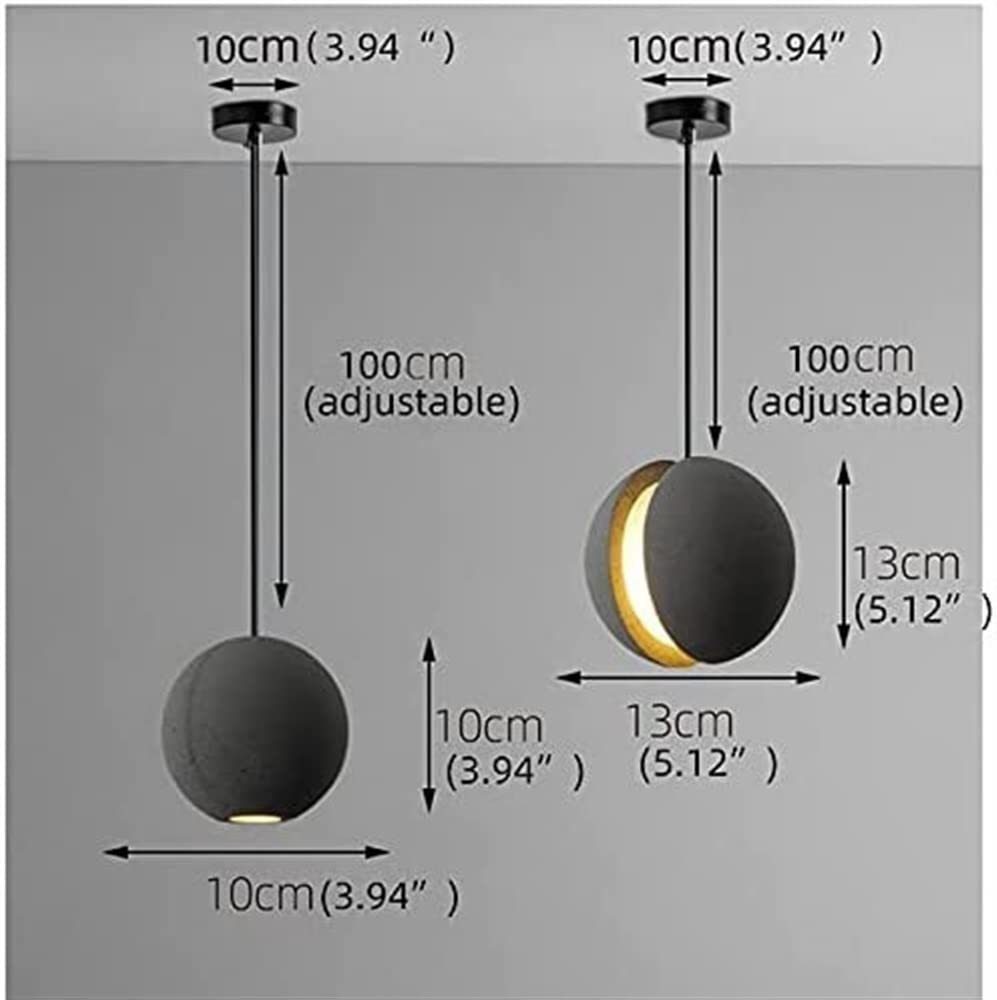 Lampa wisząca LED z betonową kulą, minimalistyczny żyrandol z betonowej kuli, żyrandol do domu, żyrandol do jadalni, salonu, baru, wyspy kuchennej, sypialni