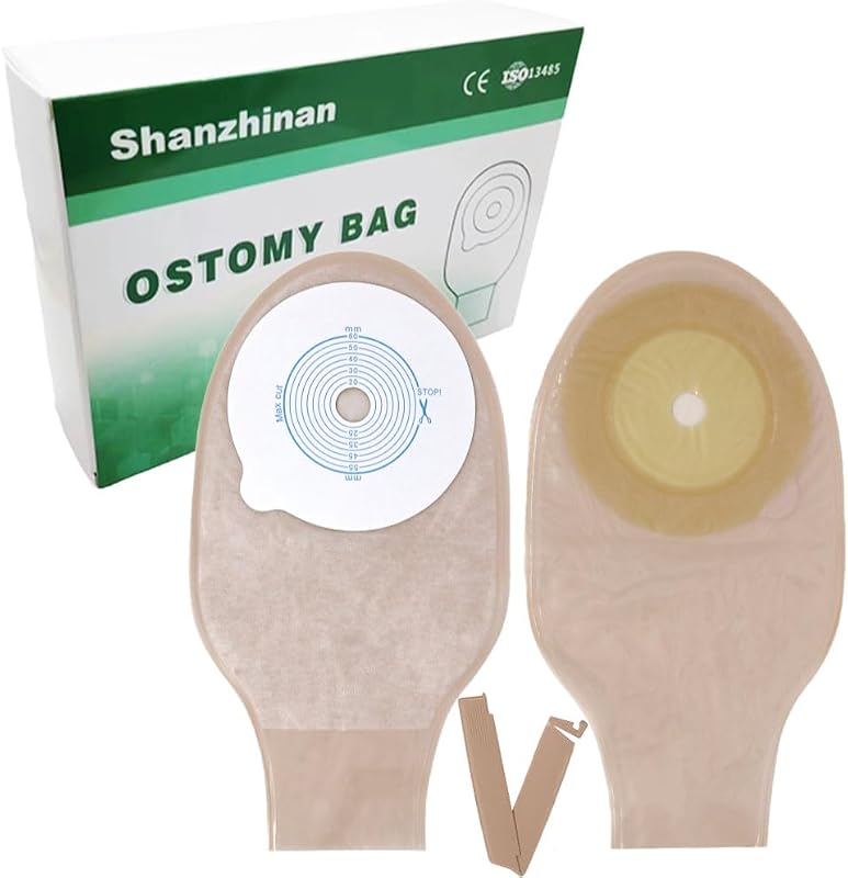 30 bolsas de colostomía, bolsa de ostomía de una pieza, suministros de ostomía, bolsas de ostomía drenables con cierre de abrazadera para el cuidado del estoma de ileostomía, cortadas a medida (15 mm-60 mm)