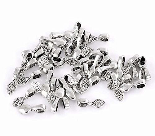 Rockin Beads 50 Glue on Leaf Bails Pendant Hanger Dull Silver Nickle Tone Plated 16x5mm