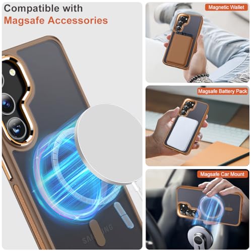 Image of MALEWOLF Case for Samsung Galaxy S23 Plus /S23+, Slim Translucent Cover, Magnetic S23+ Case Compatible with Magsafe, Shockproof Protection Non-Slip TPU Galaxy S23 Plus Phone Case (Brown)
