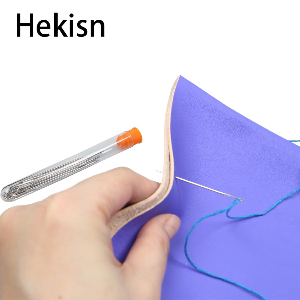 Hekisn Agujas de coser grandes para ojos, 21 agujas afiladas, agujas de hilo de bordado de acero inoxidable, agujas de tejer hechas a mano, agujas de cuero (21 piezas)