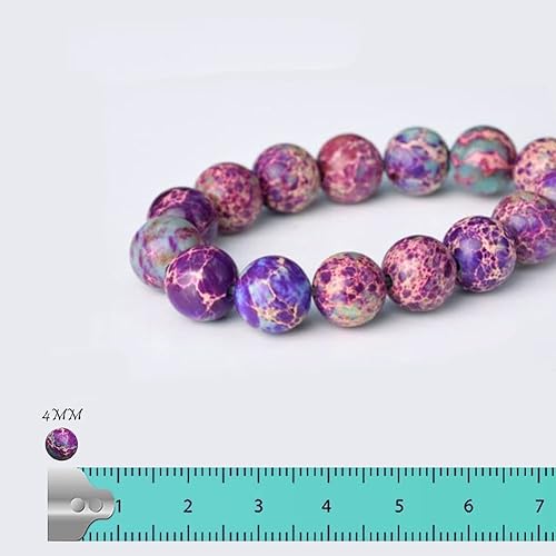 Miniatura 8 de Cuentas de jaspe imperial coloridas para la fabricación de joyas, cuentas de piedra redondas de 0.236 in para pulseras, piedra de jaspe de piel de