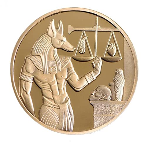 1 Unid Chapado En Oro Egipto Protector Muerte Anubis Copia Copia Monedas Egipcio Monedas Conmemorativas Colección Regalo