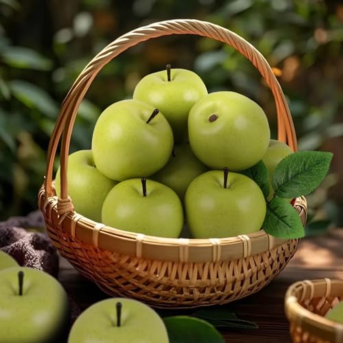 Gresorth 6pcs High Grade 7cm Size Fake Green Apple Decoration Artificial Realistic Fruit Simulation for Home Party Christmas Display by Gresorth - Image 3