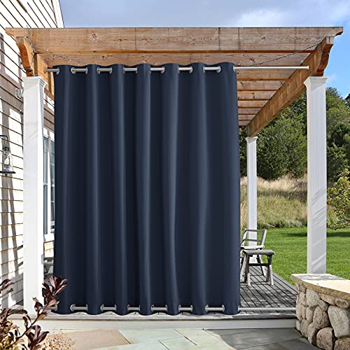 NICETOWN Waterproof Patio Outdoor Curtain and Drape, Thermal Insulated Top and Bottom Grommet Keep Sun & Rain Out Blackout Indoor Outdoor Divider for