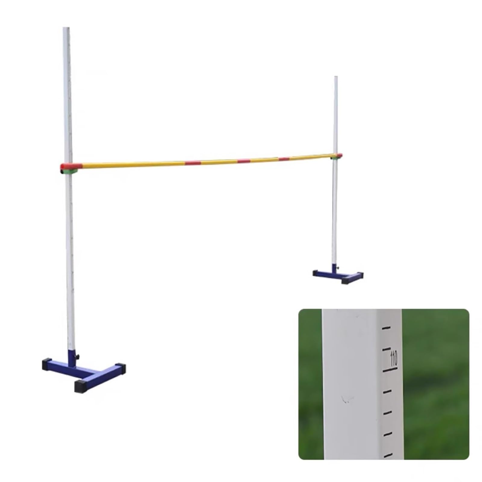 Jievmrs Portable High Jump Stand with 6.6ft Crossbar, Track and Field Competition Jumping Training Equipment, Height Adjustable High Jump Tester for School