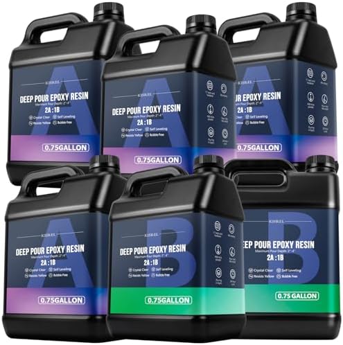 Deep Pour Epoxy Resin, KISREL 4.5Gallon Resin Epoxy Kit (2:1) for 2-4 Inch Pour Depths，Bubble Free, Low Odour, Crystal Clear Casting Resins for Bar Tops, Table Tops, River Tables, Wood Fillers, Crafts