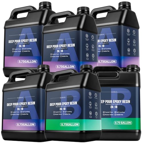 Deep Pour Epoxy Resin, KISREL 4.5Gallon Resin Epoxy Kit (2:1) for 2-4 Inch Pour Depths,Bubble Free, Low Odour, Crystal Clear Casting Resins for Bar Tops, Table Tops, River Tables, Wood Fillers, Crafts