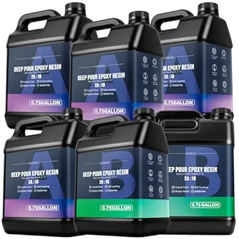 Deep Pour Epoxy Resin, KISREL 4.5Gallon Resin Epoxy Kit (2:1) for 2-4 Inch Pour Depths，Bubble Free, Low Odour, Crystal Clear Casting Resins for Bar Tops, Table Tops, River Tables, Wood Fillers, Crafts