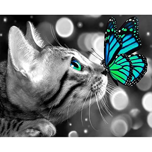 jieyisier Chat Diamond Painting，Butterfly Diamond Painting Complet，Animaux Diamond Painting...