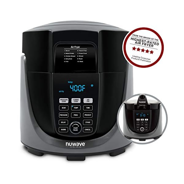 NuWave Duet Pressure Cooker, Air Fryer & Grill Combo Cooker Deluxe