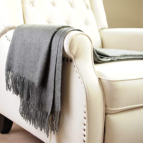 Cuddle Dreams Premium Cashmere Throw Blanket With Fringe, Luxuriously Soft (Gray) #TOP3
