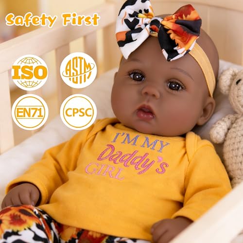 EKOKIZ Muñeca Reborn Africana 18 Pulgadas con Atuendo miniatura 5