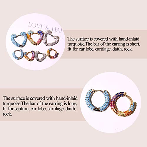 Cicimoto Small Hoop Earrings, Cartilage Earring 18G Sterling Silver Septum Rings Daith Hoop, Round-Shaped Huggie Earrings Tragus Helix Piercing Rings For Women Girls,8Mm&Rd&Bl #TOP3