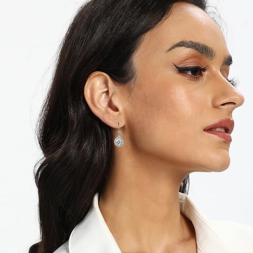 MDFUN Dangle Earrings 18K White Gold Plated Round Princess Halo Square Heart Teardrop Eye Cut Clear Cubic Zirconia Drop Earrings for Women Hypoallergenic3