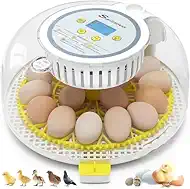 Sailnovo 18 Egg Incubator for Hatching Eggs, Chicken Egg Incubator with Automatic Egg Turning, Humidity Level Display, Egg Candler, Hatch Days & Incubator for Chicken Eggs (Yellow)