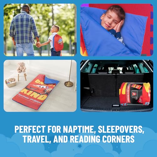Image of Jay Franco Disney Pixar Cars One of A Kind Slumber Sack - Cozy & Warm Kids Lightweight Slumber Bag /Sleeping Bag - Featuring Lighting McQueen
