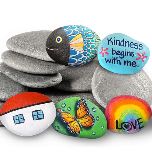 10PCS Painting Rocks, 5-8cm Flat Pebbles Painting Stones for Arts and Craft, Smooth Stones Decorative Stones Painting River Rocks Great Painting Kit for DIY Creative Activity