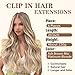 NAYOO Clip in Hair Extensions for Women 20 Inch Long Wavy Curly Blonde Hair Extension Full Head Synthetic Hair Extension Hairpieces (6PCS, Ash Brown Mix Platinum Blonde)