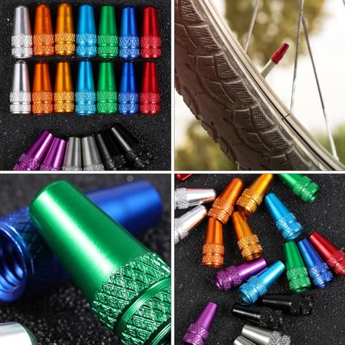 30 tapas para válvula de bicicleta de aleación de aluminio, estilo francés, para protección de ruedas de bicicletas de carretera y montaña, colores surtidos miniatura 4