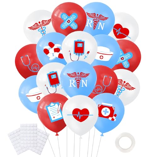 50PCS Nurse Balloons Nursing Latex Balloon Decorations for RN Theme Medical School Graduation Nurse Week Decor Retirement Party Supplies