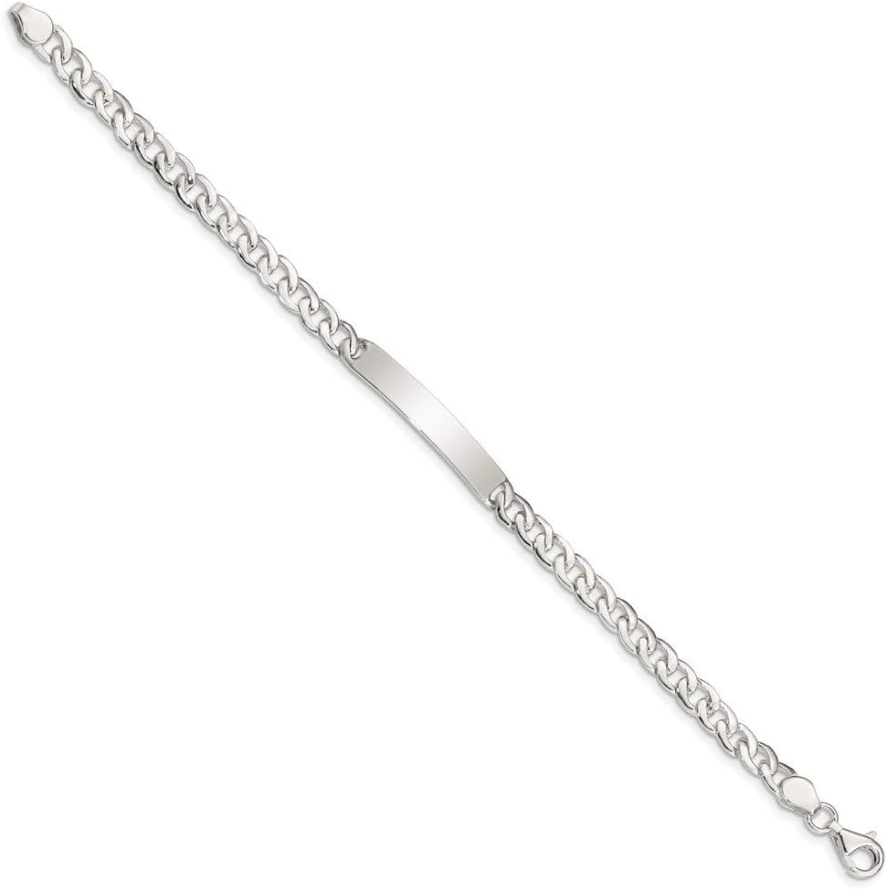 Sonia Jewels Real 925 Sterling Silver Engravable Identification Name Bar Tag ID Curb Cuban Link Bracelet - with Secure Lobster Lock Clasp 6" (Width = 5mm) - Image 2