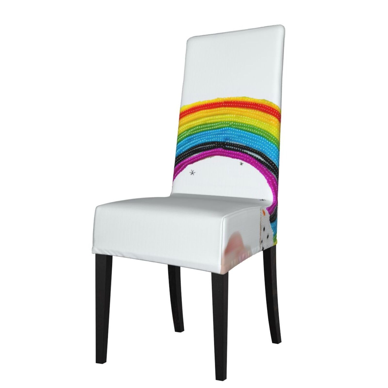 WPKJU Small Rainbow Printing Print Dining Chair Covers Removable Chair Seat Covers Decorative for Kitchen & Bar Stools