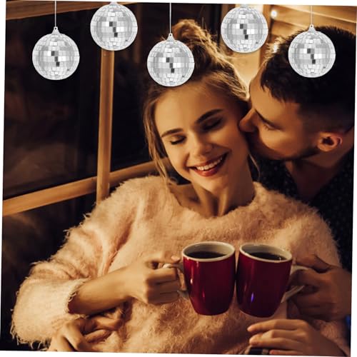 STOBAZA - 6 piezas de adornos colgantes de bola espejada reflectante, estilo vintage, para fiestas, bodas y celebraciones; acabado espejo para un ambiente festivo miniatura 5