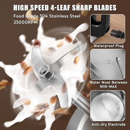 Milchbereiter auf pflanzlicher Basis, 1,2 l selbstreinigend mit Sieb-Set, ideal für Mandel, Sojabohne, Hafermilch zu Hause