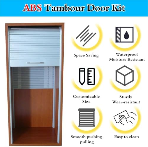 Customizable Tambour Door Kit with Track - Space-Saving Pull-Down Sideboard Doors for Kitchen Cabinets, Appliances, & Campervans (36x45 Inch)