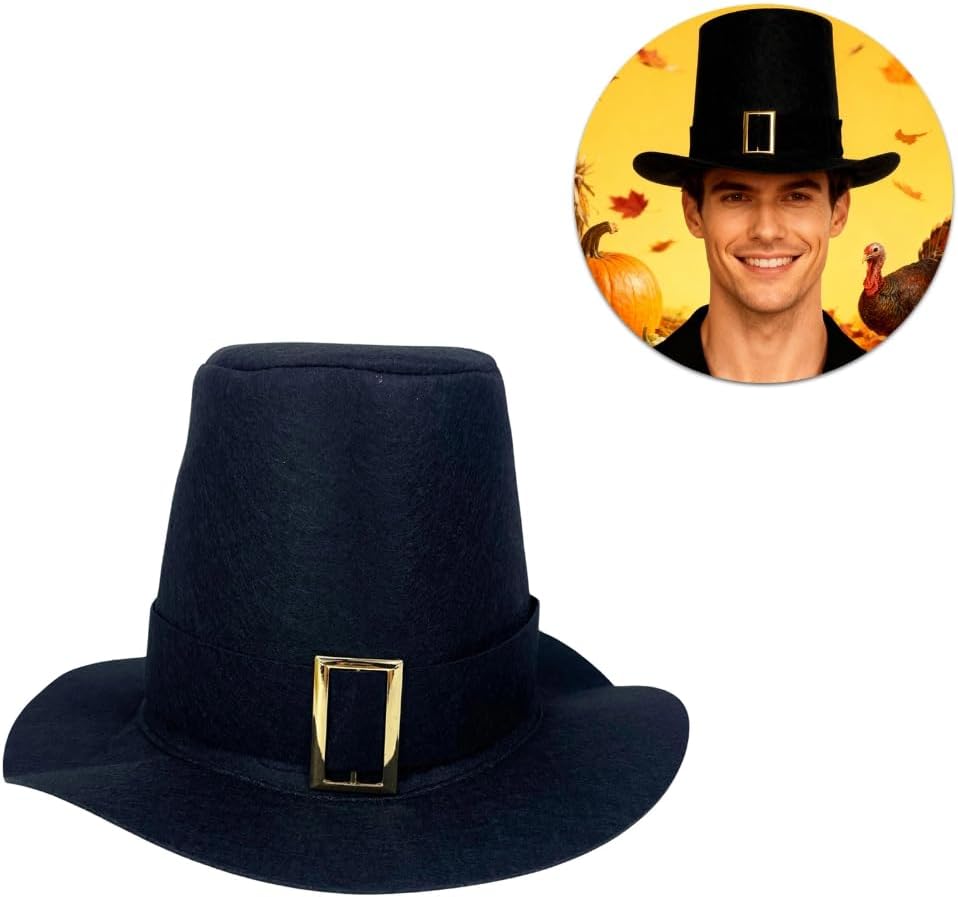 Wool Pilgrims Hat with Classical Design for Formal Event Comfortable Breathable Costume