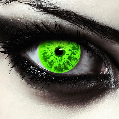 DESIGNLENSES, farbige Tageslinsen Kontaktlinsen feurig grün, ohne Sehstärke für Halloween Kostüm Zombie Hexe Karneval Cosplay - 2 Stück (1 Paar) grüne Augenlinsen (Green Fire, 14.00, 0.00, Dioptrien) DESIGNLENSES, farbige Tageslinsen Kontaktlinsen feurig grün, ohne Sehstärke für Halloween Kostüm Zombie Hexe Karneval Cosplay - 2 Stück (1 Paar) grüne Augenlinsen (Green Fire, 14.00, 0.00, Dioptrien)
