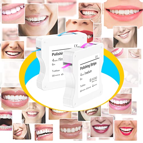 AISEELY Zahn Schleifpapier, Dental Polierstreifen, Mittlere Größe - 4mm Breite - 6M/Rollen/Box, Zahnschleifpapier Interdental Schleifwerkzeuge zum Polieren von Zähnen (Rosa-1 Stück)
