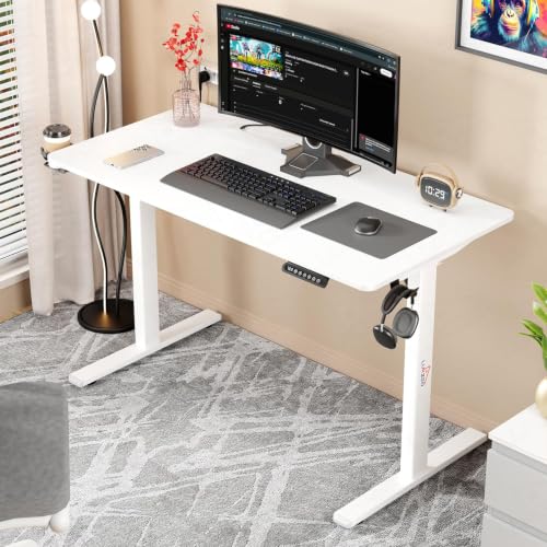 Image of Lukzer Electric Height Adjustable Table with 3 Memory Preset Controller Ergonomic Office Work & Home-Sit Stand Gaming & Study Desk (EST-003 /White & White /1200 x 600 mm) DIY with 3-Year Warranty