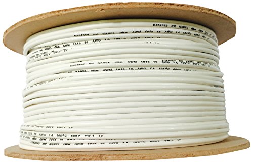 Super Deal Product SHAMROCK CONTROLS UL1015-16AWG-WHITE-500 FT UL 1015 Stranded Copper Wire, 16 AWG, 600V, 500', RAL 9010 Color Code, White